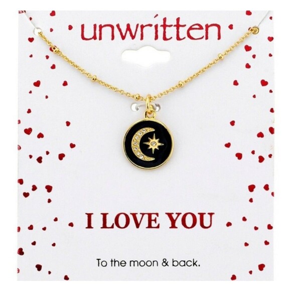 Unwritten I Love You Blue Enamel Crystal Pendant Necklace New - Picture 1 of 5